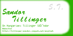 sandor tillinger business card